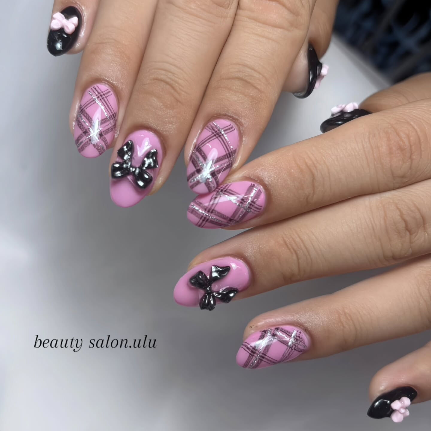 【岡崎市｜ガーリーネイル💕リボンチェック✨】